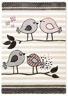Detský koberec Petit BIRDS krémový