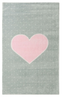 Detský koberec SRDCE, šedo-ružový