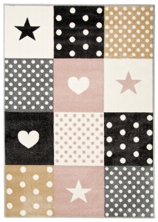 Detský koberec DREAM Hearts Stars ružovo-sivý 18113/128